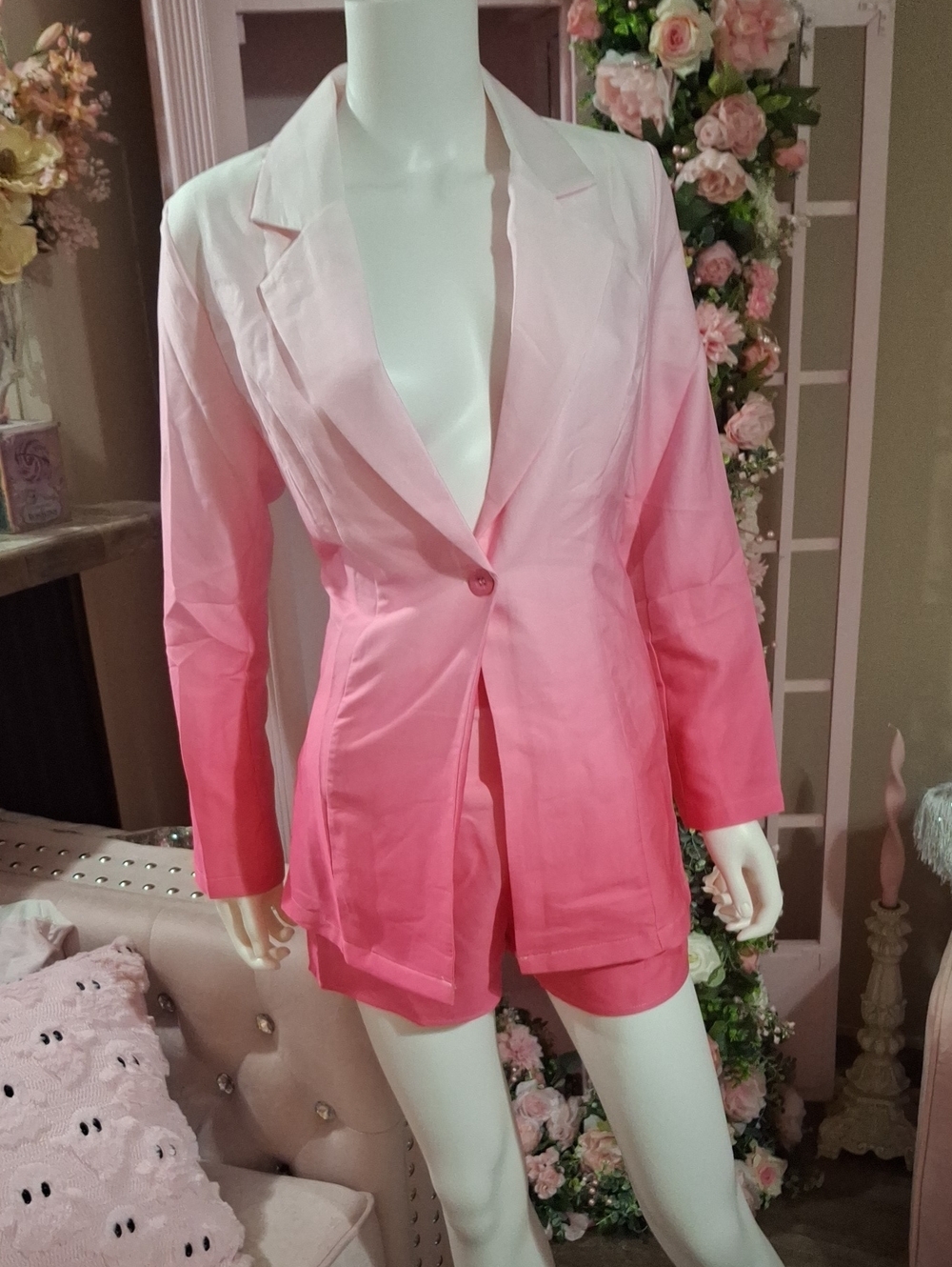 Pink Ombré Blazer & Shorts Two-Piece Set NWOT Size S